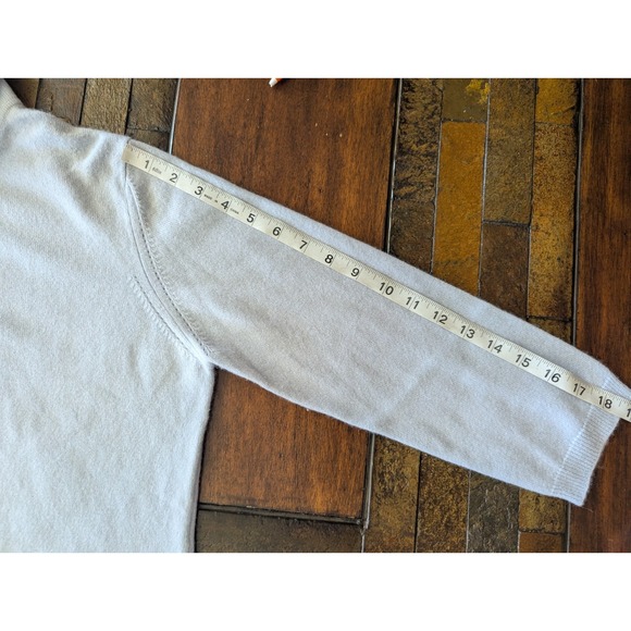 Griffen Sweater Woman's Sz L  Cashmere Knit Polo Pullover Light Blue 3/4 Sleeve - Picture 6 of 7
